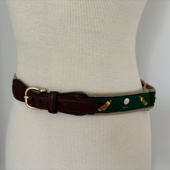 Vintage Alynn Adjustable Canvas Embroidered Golf themed Belt - Picture 2 of 11